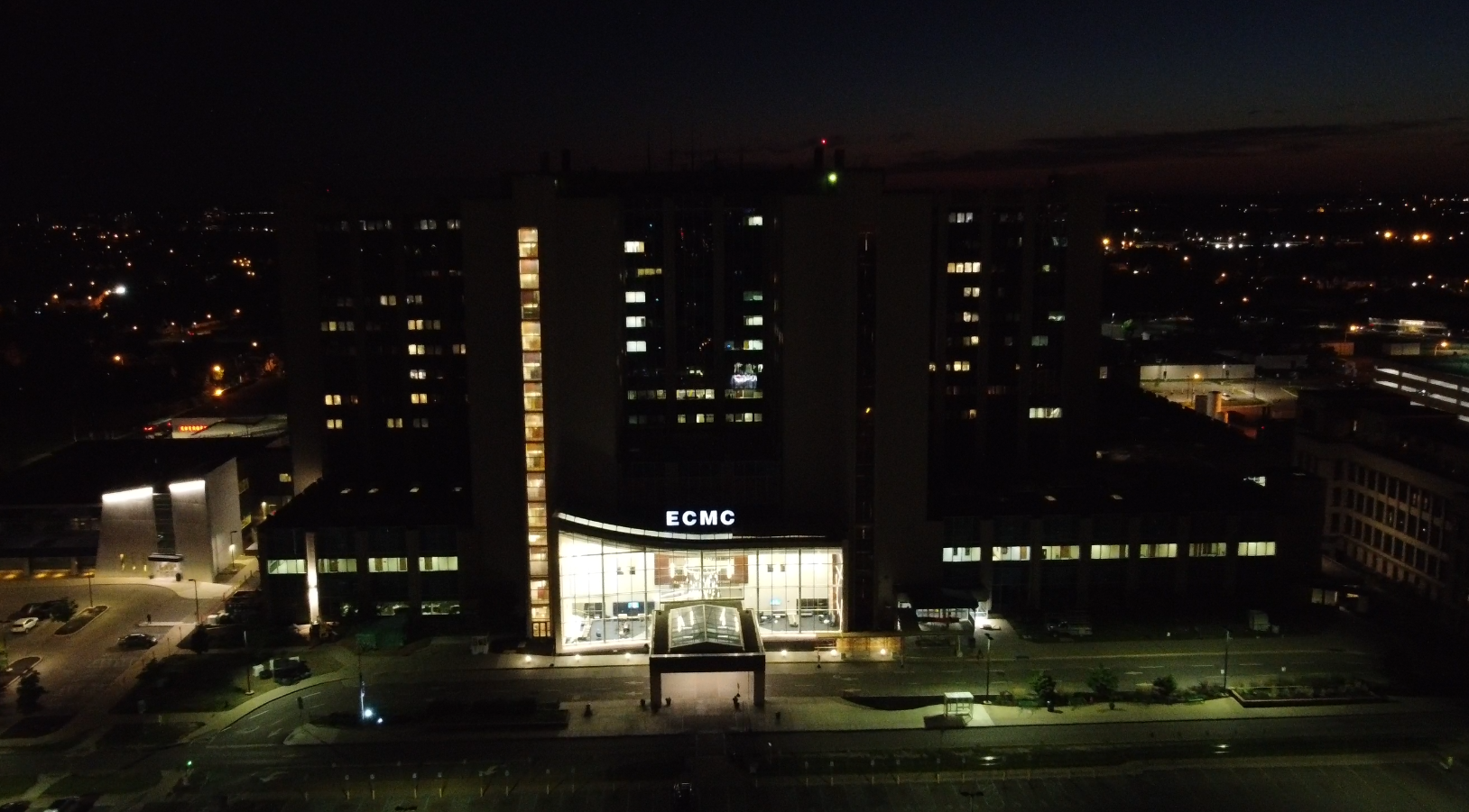 Erie County Medical Center at night